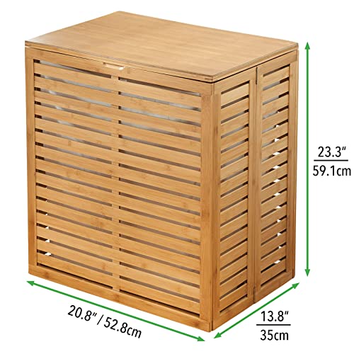 mDesign Cesto portabiancheria ecologico in bambù – Cesto bucato stile rustico con sacca interna rimovibile – Porta biancheria sporca per bagno, lavanderia o camera da letto – bambù - Image 5