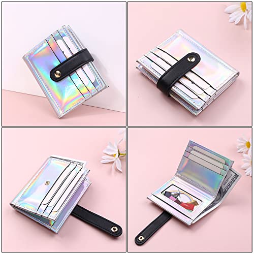RARITYUS Women Shiny Wallet Holographic Bifold Leather Small Card Holder Coin Change Wallet Clutch Purse3