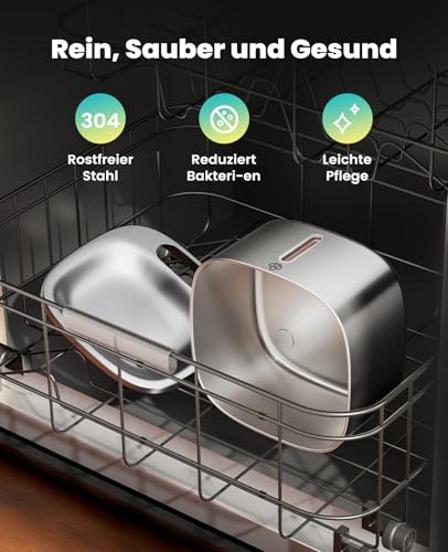 oneisall Katzenbrunnen Kabellos, 3.5L Trinkbrunnen für Katze Edelstahl, 5000mAh Akku, Katzen Trinkbrunnen mit Bewegungsmelder, Leise Wasserpumpe, 3 Filter