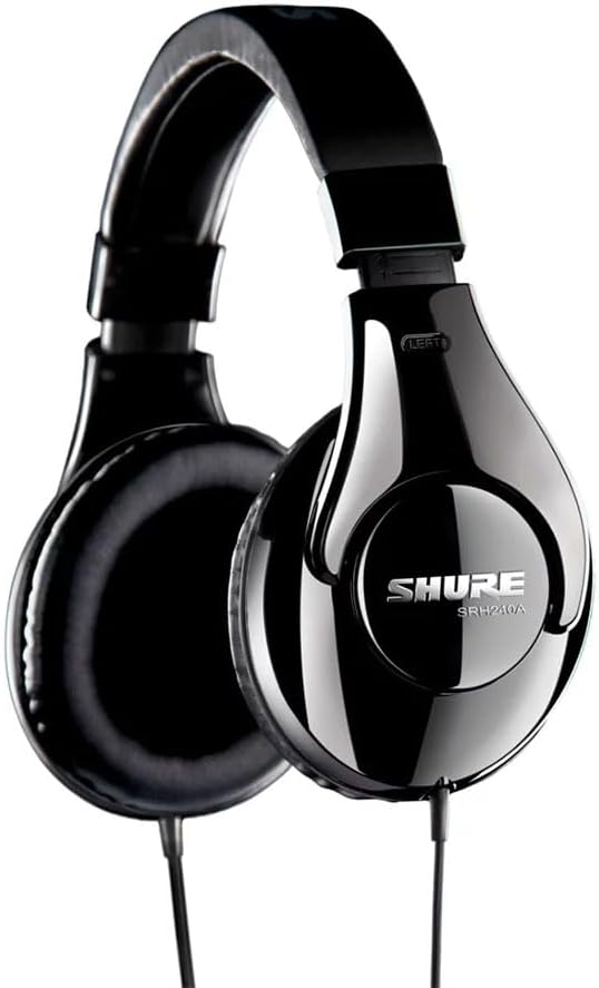 Shure SRH240A Professional Quality Headphones - for Home Recording & Everyday Listening, 40mm Neodymium Dynamic Drivers for Full Bass and Detailed Highs, Threaded 1/4 (6.3 mm) Nickel-Plated Adapter