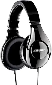 Shure SRH240A Fones de ouvido de qualidade profissional – para gravação em casa e audição diária, drivers dinâmicos de neodímio de 40 mm para graves completos e agudos detalhados, adaptador rosqueado de 6,3 mm (1/4") banhado a níquel