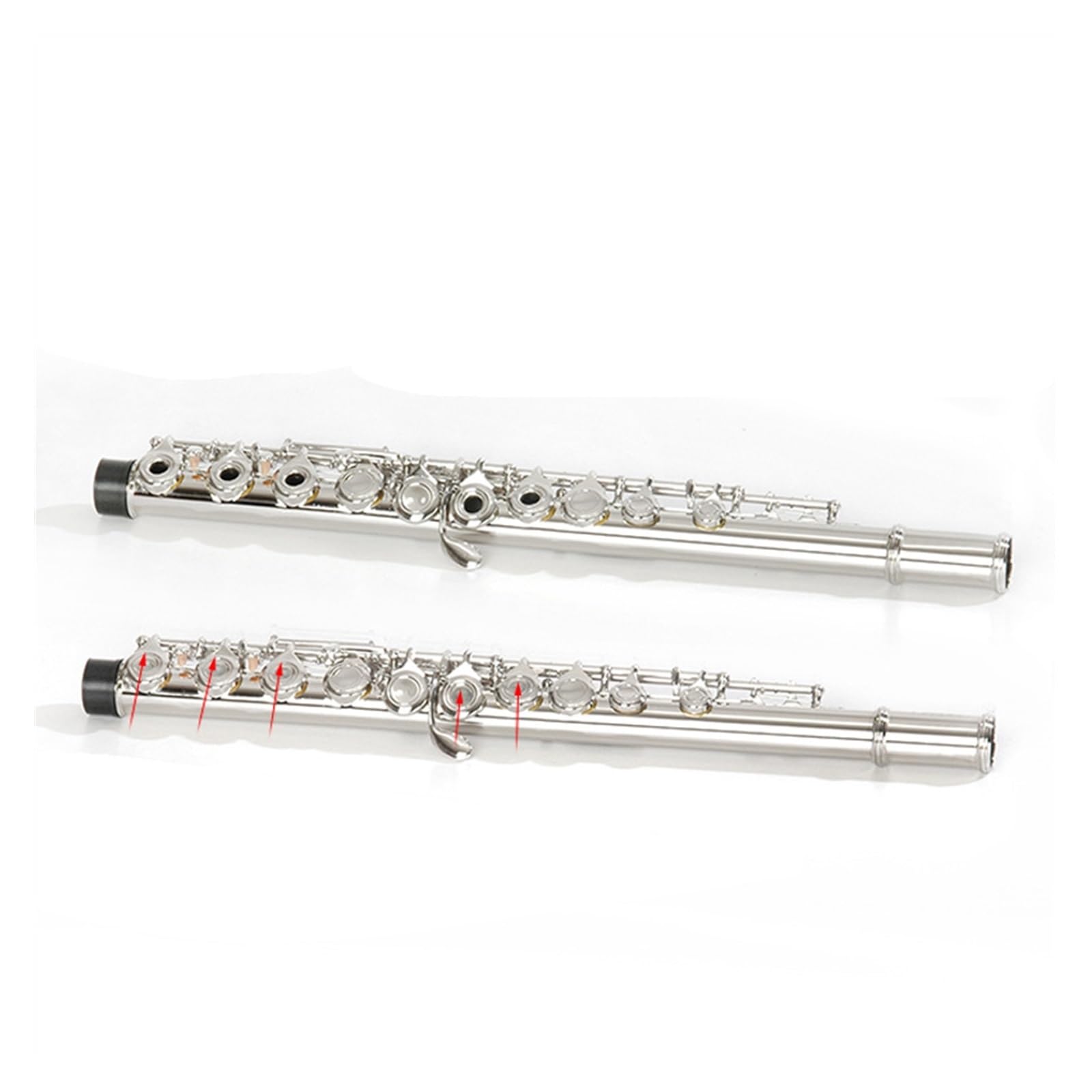 Flûte Flûte en argent nickelé à 16 trous, Instrument à double usage avec clé E et tonalité C adapté aux débutants