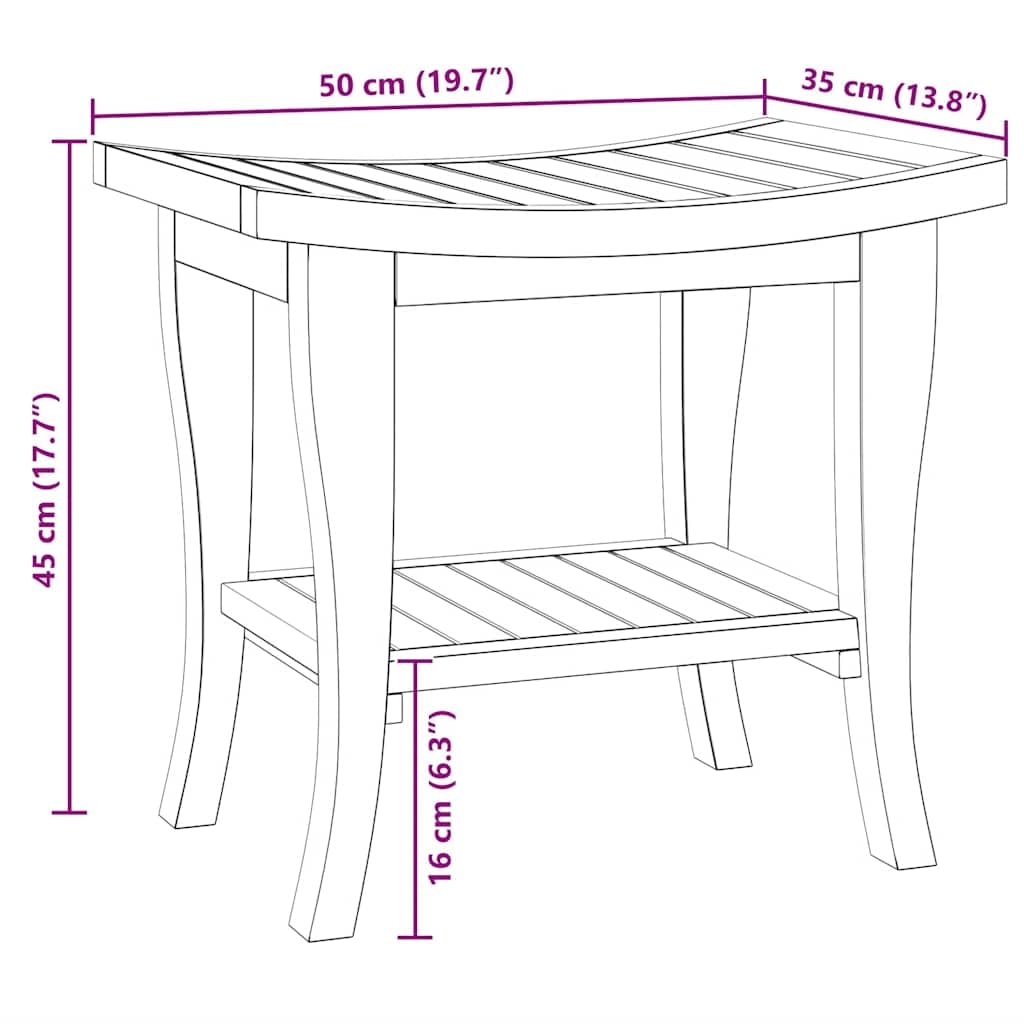 Badezimmer-Beistelltisch aus massivem Teakholz 50x35x45 cm mit Ablagefläche für Badzubehör und Handtücher platzsparend robust für Dusche, Waschbecken, WC und Gäste-WC