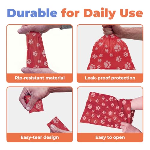 Image of Best Pet Supplies Dog Poop Bags for Waste Refuse Cleanup, Doggy Roll Replacements for Outdoor Puppy Walking and Travel, Leak Proof and Tear Resistant, Thick Plastic - Red, 240 Bags