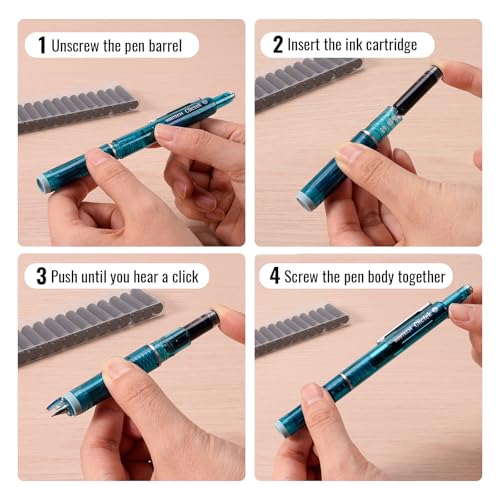 Image of WRITECH W-1784 Cartridge Black Ink: 16ct Black Ink Cartridges Set Clictek Fountain Pens