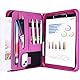 ProCase A4 Schreibmappe PU Kunstleder Konferenzmappe Portfolio mit Reißverschluss Klemmbrett Notizblock Business Dokumentenmappe, leichtes, langlebiges Material- Magenta