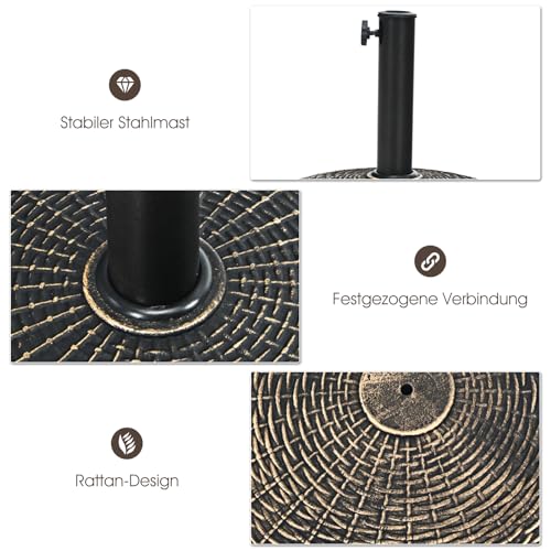 Beschwerter Schirmständer - Rund 25cm Ø, 9L Fassung Für Wasser/Sand