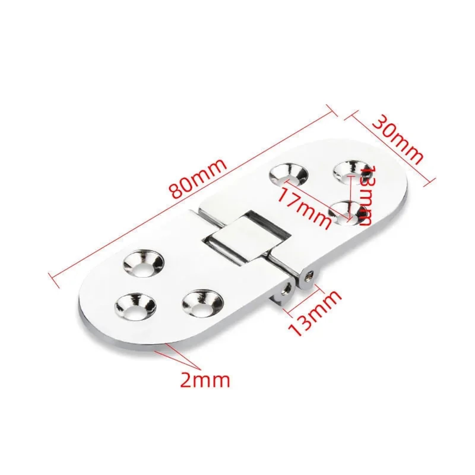 Składane akcesoria na biurko, zawias, stop cynku, 80 x 30 mm, szafka okienna, 4 szt. (jasny srebrny)
