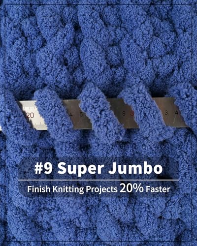 Image of Cozyful Chunky Yarn for Hand Knitting, #9 Thick Jumbo Big Chunky Yarn for Crocheting, Super Chunky Knit Blanket Yarns, Large Chunky Chenille Yarns, 8 Pack (30 yds 8 oz Each Skein), Country Blue