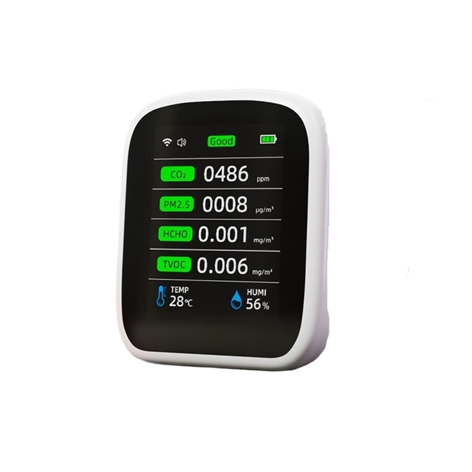 Air Quality Monitor, Air Quality Meter 8-in-1 Temperature and Humidity Tester LCD Color Carbon Diox Detector