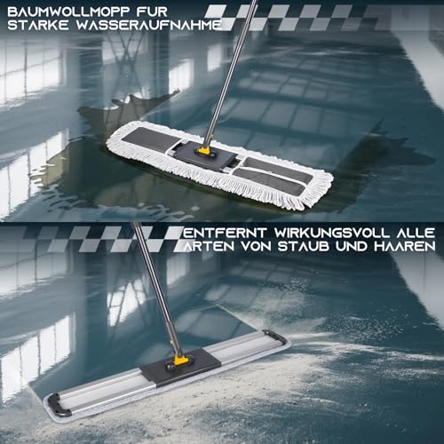 Thihome Bodenwischer, 90cm Breit Wischmopp, Professionelle Bodenwischer Set mit 2 Mikrofaser Pads...