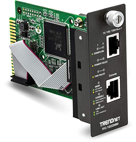 TRENDnet SNMP Management Module for TFC-1600, Supports Port Based Management, Real Time Monitoring, Converter Speed, Link Activity, Duplex Status, Gigabit Port, Lifetime Protection, TFC-1600MM