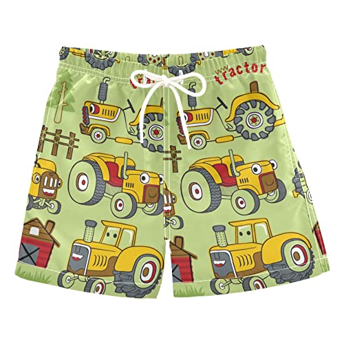 Aflyko Boys' Board Shorts Tractor Cute House Swim Trunk Beach Swimwear S