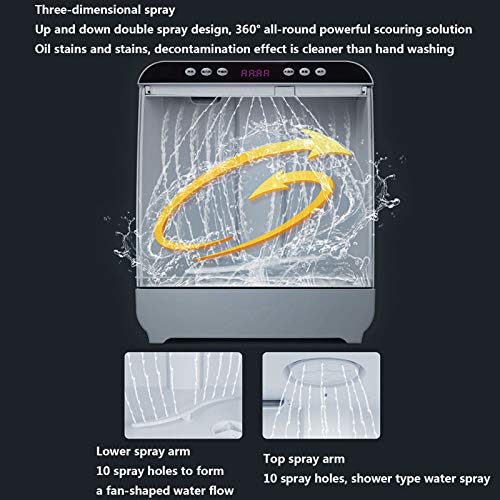 Huishoudelijke automatische vaatwasser Vrijstaande vaatwasser met 6 couverts-Rotary Spray 360 ° Azimuth Touch Control LED-display Energiezuinig - Afbeelding 5