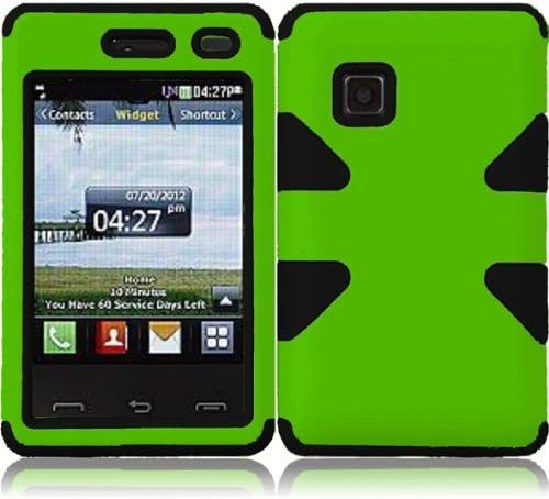 Importer520 Dynamic Hybrid Tuff Hard Case Snap On Phone Silicone Cover Case For LG 840G LG840G TracFone, StraightTalk, Net (Neon Green/Black)