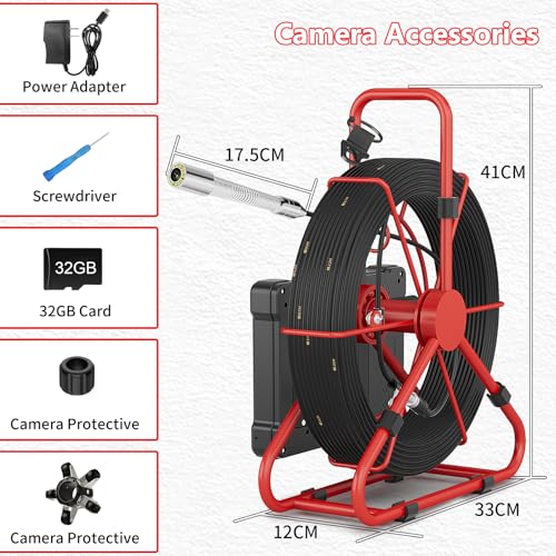 SYOWNFS Cámara de Alcantarillado 100ft/30m con Pantalla IPS Impermeable de 7" para Inspección de Tuberías DVR Grabadora miniatura 6