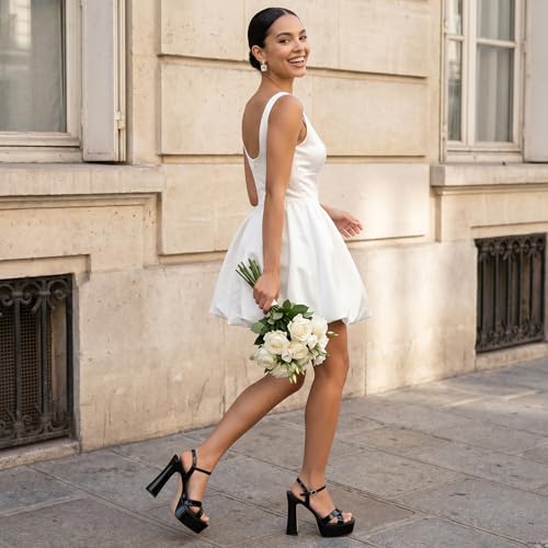 Image of Platform Heels for Women Chunky High Heel Sandals with Ankle Strap, Open Toe Dress Shoes for Work Party Evening Wedding