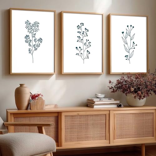 Image of kotart Botanical Art Home Decoration Painting | Floral Aesthetic Paintings With Frame For Living Room Bed Room Hotel Wall Decor Digital Reprint Set of 3 (10X13 inch)