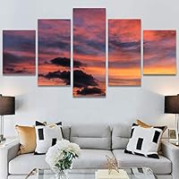 SIGNWIN 5 Panel Canvas Wall Art Colors of The Sky for Home Decorations Ready to Hang - 60