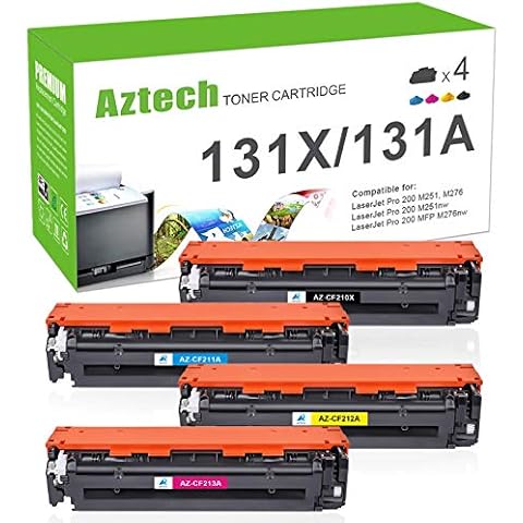Aztech Compatible Toner Cartridge Replacement for HP 131X 131A CF210X CF210A CF211A CF212A CF213A (Black/Cyan/Yellow/Magenta, 4-Pack) Cover