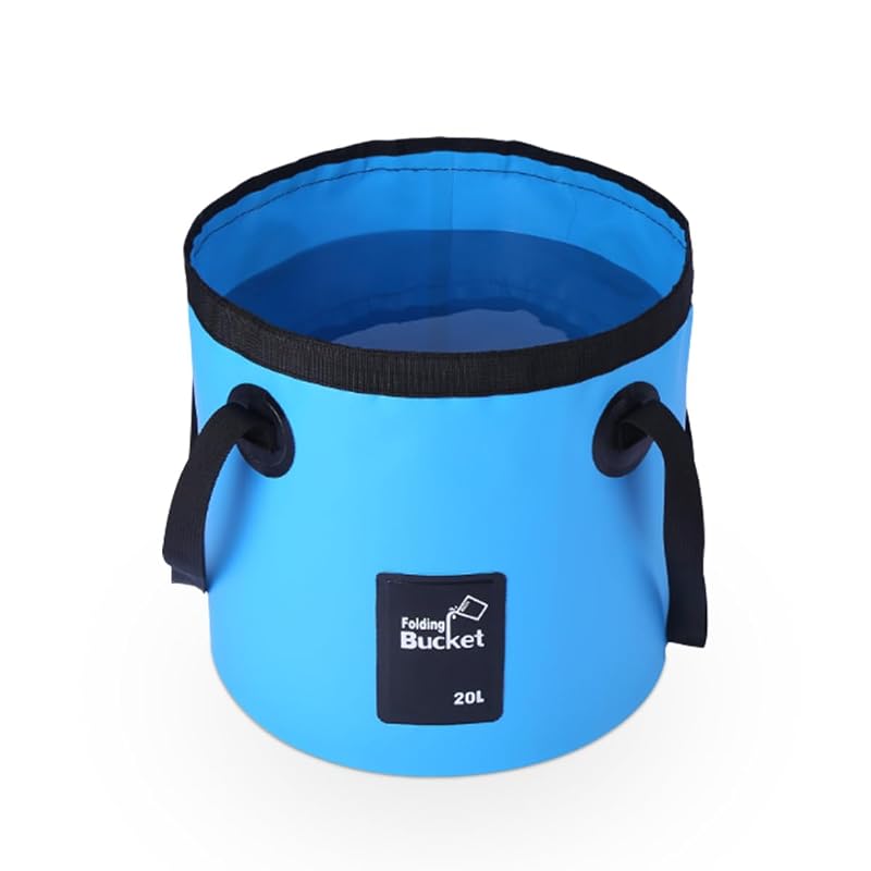 Balde Dobrável com Alça Tuxihapp em PVC, Capacidade de 20 L, Azul-claro