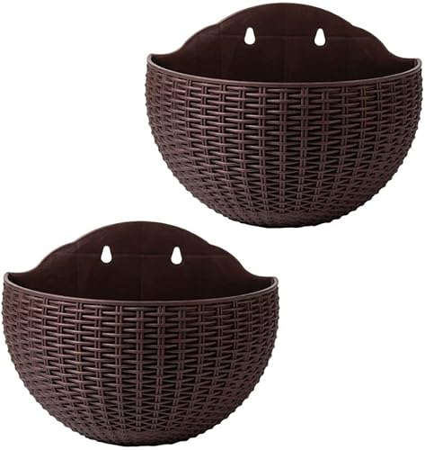 Eioflia Macetas colgantes de pared para colgar en la pared, macetas colgantes semicírculo, cestas de plástico para plantas, contenedor con drenaje y