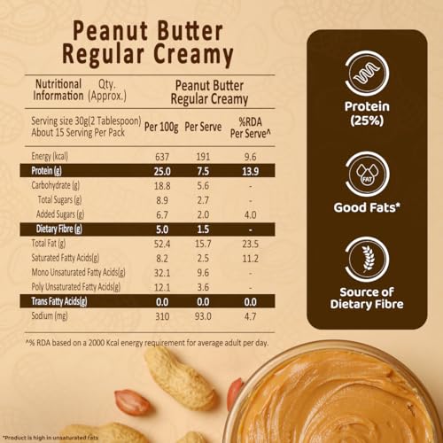 Image of Sundrop Peanut Butter | Creamy | 462 grams | With 25% Protein | 5% Dietary Fibre | Premium Roasted Peanuts | No Preservatives | Great Value Per Gram of Protein (Pack of 3)