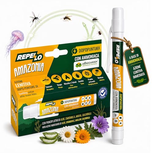 Albagarden - Amazonia Dopopuntura Penna 12ml - Gel Lenitivo Antiprurito dopo Punture Zanzare Vespe Insetti Zecche Meduse - Per Bambini dai 3 Anni e Adulti, Aloe Calendula Camomilla (1 Pezzo)