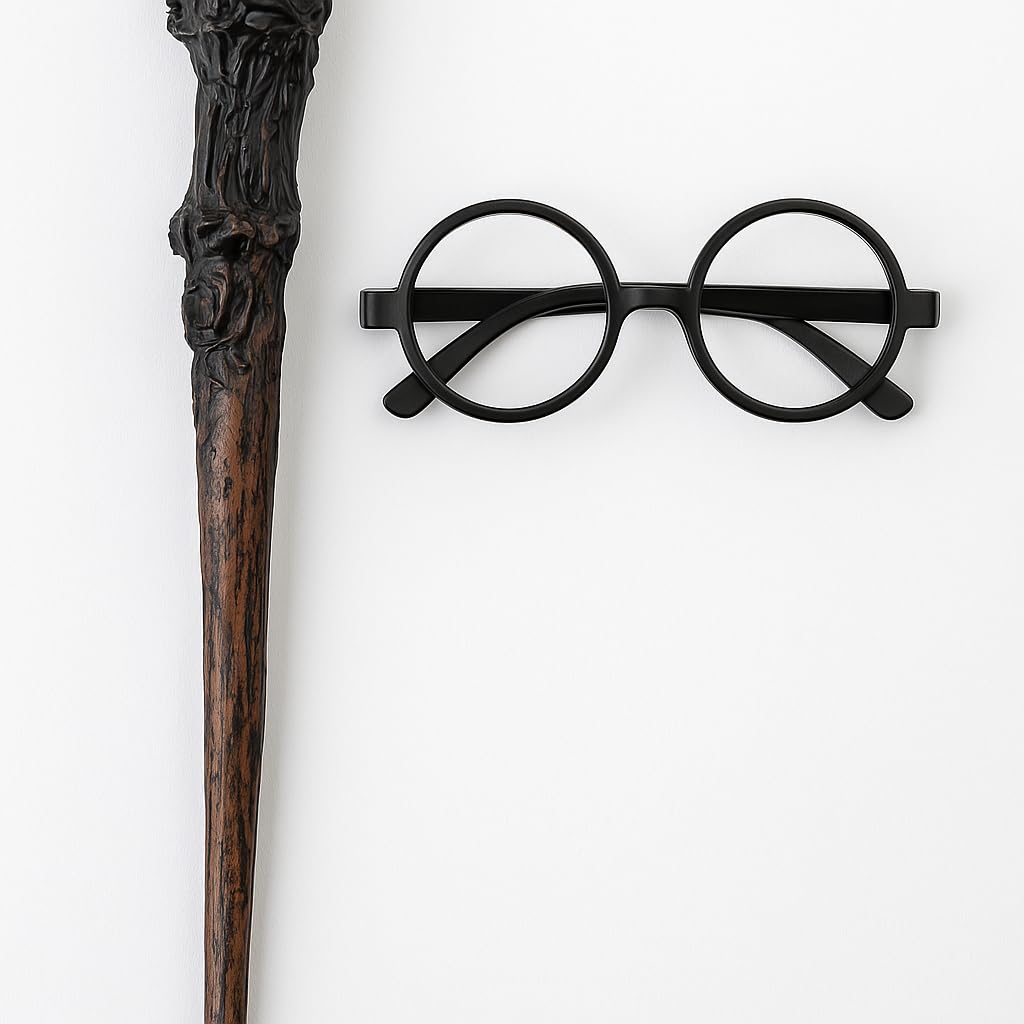 PMS Wizard Glasses and Wand Set, Kids Fancy Dress Accessory for Halloween Costumes and Magical Roleplay - Image 2