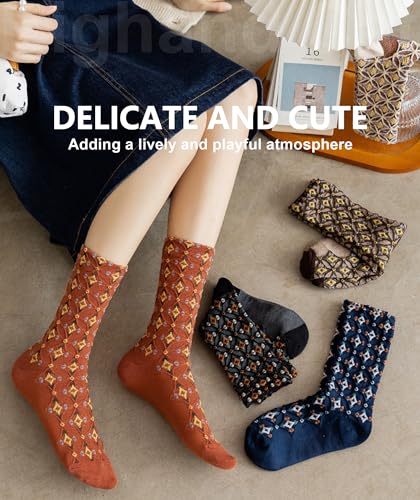 Image of IIG Womens Novelty Cotton Crew Socks Cute Animals Socks Fun Flower Socks (fit women's shoe size 5-9)