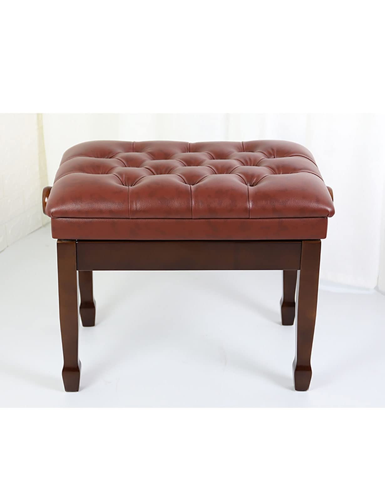 Klavierbank mit wasserdichtem und atmungsaktivem Leder-Keyboard-Bank-Klavierhocker, 10 cm höhenverstellbar, 60 x 40 x 50–60 cm (Walnuss)