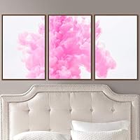 3 Piece Framed Canvas Wall Art Abstract Brushstroke Pink Pastel Liquid Canvas Prints Home Artwork Decoration for Living Room,Bedroom - 16