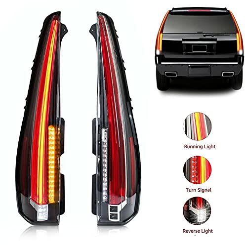 ROXX LED Tail Lights Compatible with LED Tail Lights Rear Lamp Brake for 2007-2014 Chevy Suburban Tahoe GMC Yukon Tail Lights LED Rear Lamp Red Clear