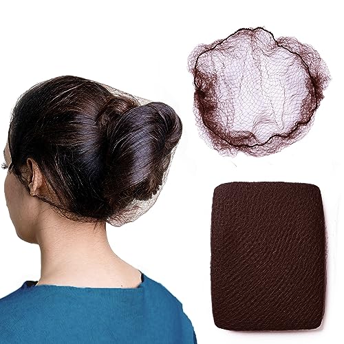 ZefeqCo 100 Pieces 24 Inch Brown Hair Nets Invisible Hair Nets for Women Men Perfect for Bun Making Sleeping and Serving Food in the Kitchen brown 1 unità (Confezione da 100)