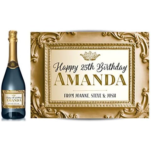 TigerMill Publishing Personalised Gold Effect Champagne Labels for Any Occasion or Event, Birthday, Wedding, Engagement, Anniversary, Hen Night, Christmas, Congratulations etc… (Gold/Gold) Cover