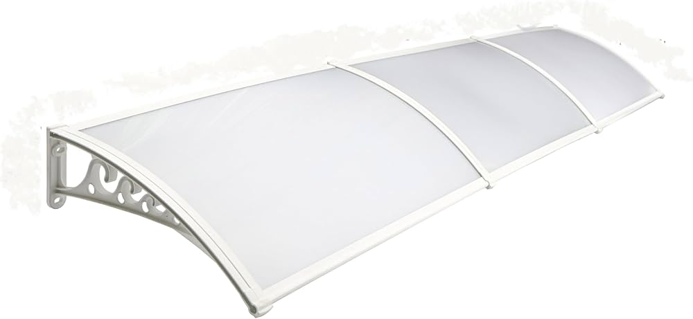 CHENNAI Window Blinds and Shades DIY Polycarbonate Awning Window Sunshade Door Weather Shed Rain Canopy Awnings - 12x3 (White Brackets & White Sheets)