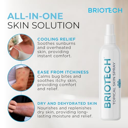 BRIOTECH Topical Skin Spray - Pure Hypochlorous Acid Spray für Anti Juckreiz, Hautausschlag, Sonnenbrand, Allergien - Beruhigendes Hypochlorige Säure Hautschutzspray - sanft, alkoholfrei, 100 ml