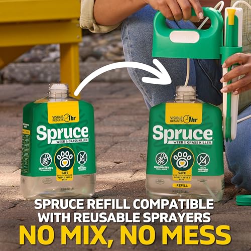 Spruce Weed Killer Refill - Versatile Weed & Grass Killer₂ for Flower Beds, Driveways & Mulch Beds - No Pour, No Mix, No Mess Refill - Kills Dandelions, Crabgrass & More (64 Oz) - Thumbnail 3