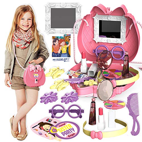 Toynspring Pretend Makeup Toy Beauty Salon Bag Fashion Kit Playset para niñas - Accesorios de Moda y Maquillaje para niños Set para niños pequeños Preescolare