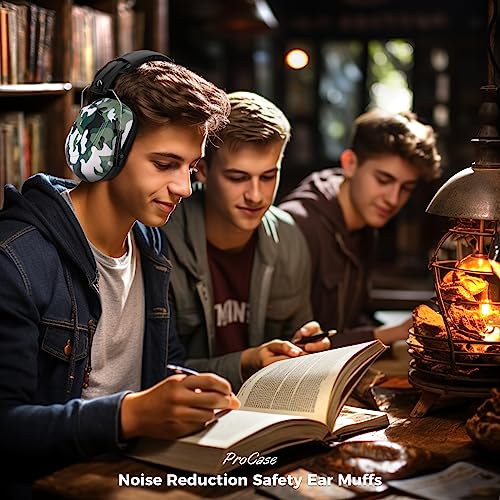 Image of ProCase NRR 28dB Noise Reduction Ear Muffs, Foldable Adjustable Passive Noise Cancelling Headphones for Adults Kids Autism, Hearing Protection for Shooting, Construction, Mowing, Studying -Camogreen