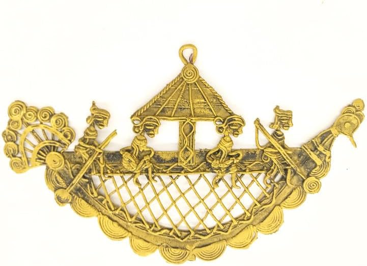 Shabari Emporium Handmade Bell Metal Craft Round Decorative Peacock Jaali | Bastar Dhokra Art,LARG,Yellow (Gold),1 Piece
