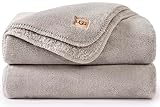 UGG Whitecap Plush Throw Blanket Fleece Lightweight Soft Throw for Couch or Bed Luxury Home Decor for Living Room Washable Hypoallergenic Blankets for Dorm Decor, 50-inch x 70-inch, Light Grey Seal