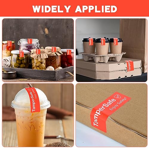 500 Pieces Tamper Evident Label1* 3 Inch Food Delivery Stickers Temper Proof Tape Roll Safe Secure Tamper Evident Seals for Food Container Pizza Boxes (Red) - Thumbnail 4