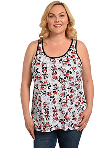 Disney Women's Plus Size Tank Top, Mickey & Minnie Mouse, Officially Licensed, Cute Summer Graphic Tank, Travel Top for Women