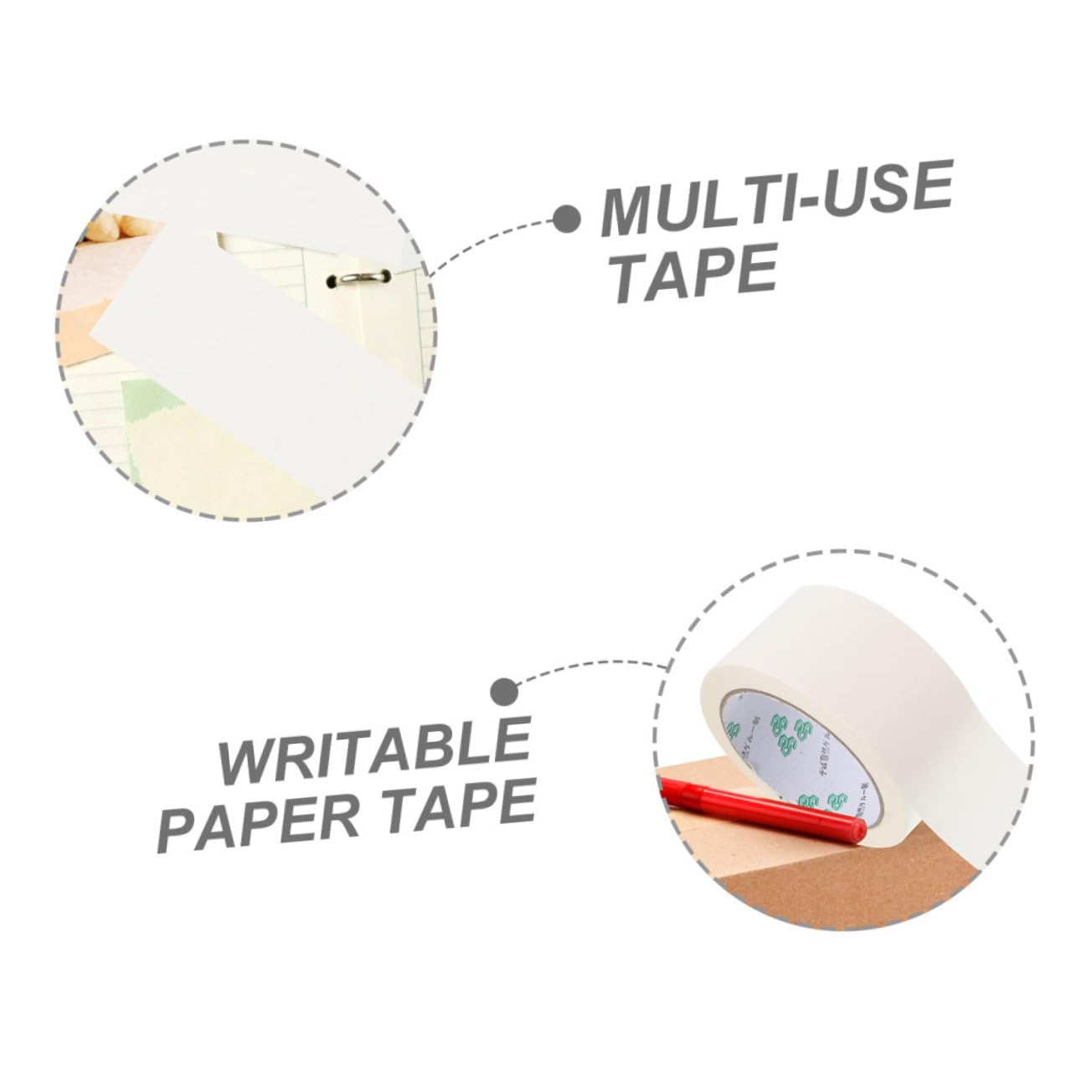 GRIRIW Writable Kraft Packing Tape 2 Rolls White Paper Shipping Tape Strong Adhesion Sealing for Carton Boxes Diy and Mailing Use - Image 3