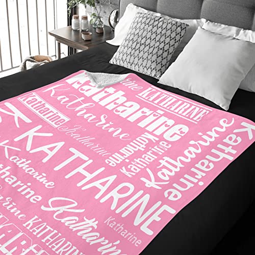 Personalized Blanket for Kids Adults Personalized Name Blanket Custom Blanket with Name Personalized Gifts for Christmas Birthday Valentines Day Mothers Fathers Day (Pink, 60"x80")