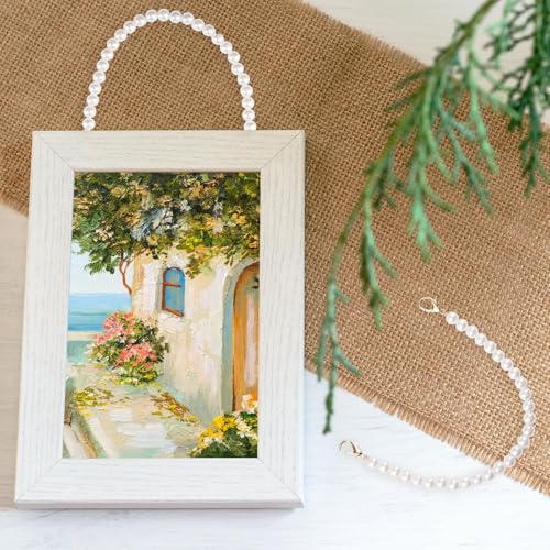 Image of Pearl Picture Hanging Chain, 6Pcs Plastic Photo Frame Hanger Decorative Pearl Chain for Hanging Picture, Purse , Handbag