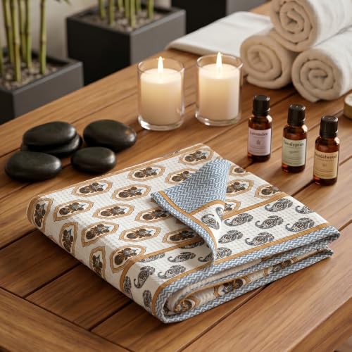 Image of Mafatlal Madhuban Soft & Absorbent Cotton Bath Towel (147x76 cm) | 250 GSM | Lightweight, Quick Dry, Floral Design