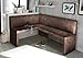Produktbild MyStyleWood Eckbank Olga Vintage Braun Küchenbank Sitzecke dick gepolstert Kunstleder pflegeleicht stabiles Holzgestell 128x168 cm Links
