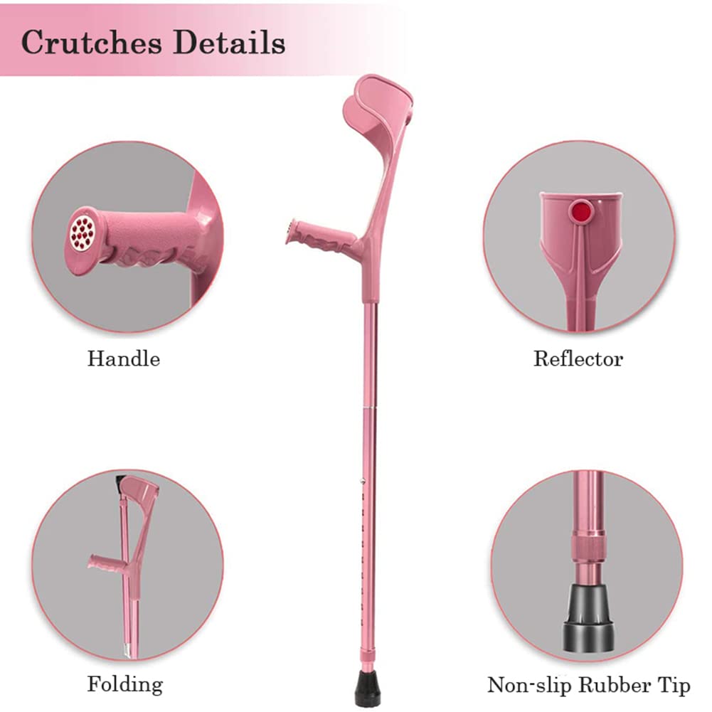 NGD 2 Unidades Muletas Ortopédicas,Muletas de Codo Plegables de Aluminio con Agarres Ergonómicos,Muletas para Caminar de Regulables en Altura Soporte Post Traumatismo o Cirugía